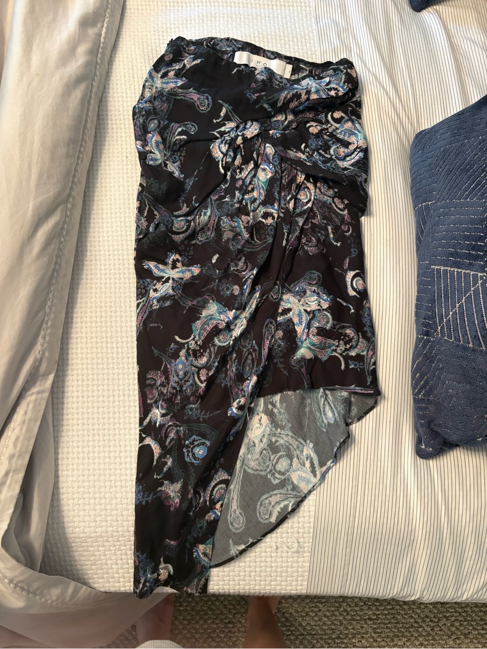 IRO Black Paisley Maxi Dress with Blue and Purple Accents